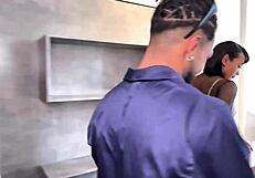 Skinny Brunette Teen's Tight Pussy Gapes and Squirts on Electrician's Raw Ride