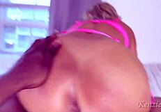 blonde milf rides huge bbc cowgirl until covered in thick cum after rough bedroom pounding