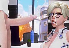 mercy sucks cock deep in intense blowjob session