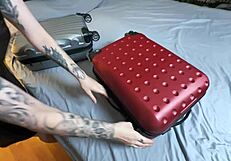 stepmom sneaks me into her hotel room, jerks my throbbing cock then rides it hard in total shame!