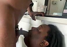 bbw desk slut chokes on big black cock deepthroat gagging spit sloppy face fuck cum covered