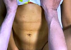 I shared a naughty laugh with stepdad's best friend in the kitchen before we kissed