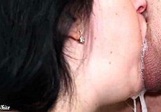 hey princess deepthroats huge cock close-up and swallows every cum drop sloppy brunette teen