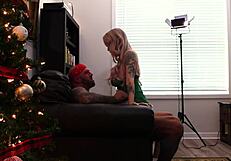 Big tit blonde milf elf takes creampie from santa's son