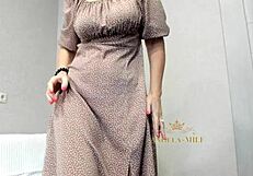 Amazing russian milf angela with huge saggy tits big nipples juicy hairy pussy strips evening dress lingerie dance