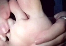 Polish lesbian self-worships feet coated in black nail polish