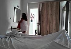 stepmom's big natural tits tempt in hotel room leading to risky taboo fuck