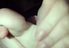 Polish lesbian self-worships feet coated in black nail polish