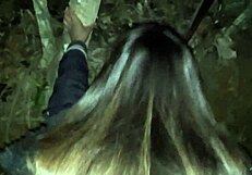 this amateur teen gives up her big ass in the woods at night for monster cock creampie