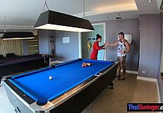 our amateur thai teen couple played pool then fucked passionately doggystyle