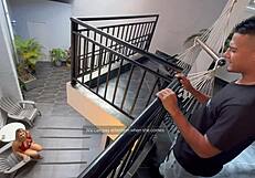 my blonde colombian stepmom milf Karen Sleent loves my bbc creampie in doggystyle outdoor