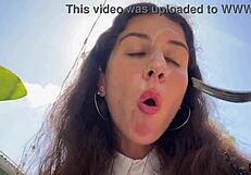 Friend cums on my face at cafe so I eat sperm-covered food