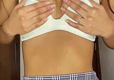 petite schoolgirl dances nude teasing her small tits body