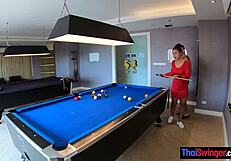 our amateur thai teen couple played pool then fucked passionately doggystyle