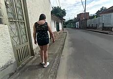 Whoa, Colombian Latina Stepmom's Giant Cameltoe Bulges in Shorts on Street with Stepson!