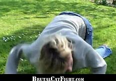 i can't stop watching these slutty blondes fight then suck hard cocks together