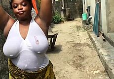 bitch's massive natural tits bounce wildly during outdoor hard fuck
