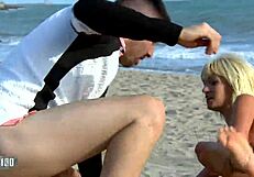 PUBLIC BEACH 3SUM! STEFANI TARRAGO & BUSTY LATINA MILF GET FUCKED