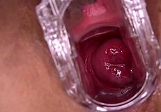 horny homemade slut with big tits and shaved wet pussy squirts from hard pounding