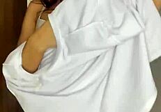 petite schoolgirl dances nude teasing her small tits body