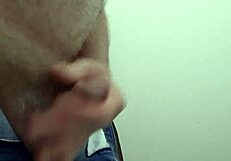 rustyas1 strokes small cock desperately in public toilet stall