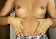 petite schoolgirl dances nude teasing her small tits body