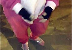 stalking stitch-costumed mature for street anal hunt