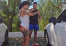 Max Betancur Fucks Athenea Rosse Hard in Public Car Wash