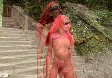 skinny slut stripes shaved pussy center barcelona