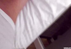 Curious about this latvian teen's teasing ball licks leading to sticky facial cumshot in homemade pov?