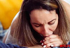 StepMom Nags Quiet StepSon Then Rides His Cock in Garage Lingerie!