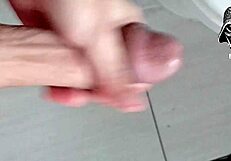 brazilian brunette with small waist strokes huge cock in public garden then gulps hot cum