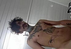 brazilian brunette with small waist strokes huge cock in public garden then gulps hot cum