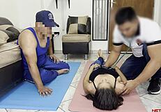 brunette japanese bride cheats on wedding day with old man's big black cock fucking her hard