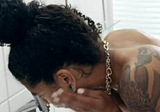 Tattooed Brazilian babe in bikini and heels slurps dick so hungrily before craving your hot facial cumshot!