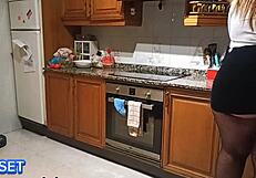 Does This Busty Latina's Monster Ass Get Bent Over and Gaped in Kitchen Surprise?