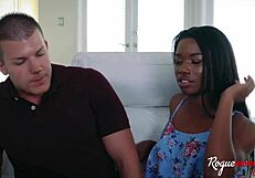 Ebony stepmom sneaks hardcore pussy pounding from young boyfriend