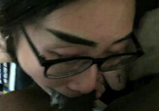 WOW! Eva Yi's morning mouth devours balls and massive black cock deep!