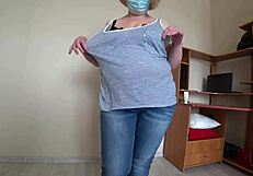 whoa girlfriend's milf mom in white panties straps me doggystyle shaking huge ass!