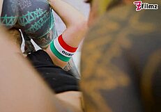 Dude these heavily inked teen pornstars crush ATM gaping threesome like champs