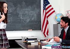 Skinny teen slut in uniform nailed by monster cock