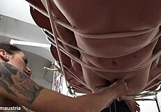 Sadistic nurse dominates patient with feet face sitting and brutal handjob for semen