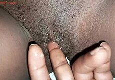 Ebony babe plays with her ass pussy then fucks it deep with coca cola bottle