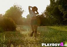 Sexy Milf Anetta Keys Strips Outdoor Exposing Small Tits Pussy Hot Body Naked