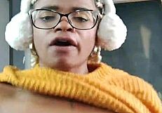 Hairy babe rides dildo hard and squirts everywhere