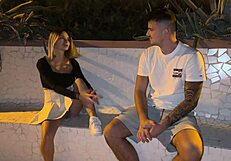 stranger spots blonde's no-panties seaside stroll