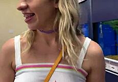 Petite Slut Khloe Kapri Sucks Cock Publicly!