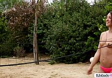 petite teen sneaks outdoor pussy fingering kiss with shaved friend before muff diving orgasm 