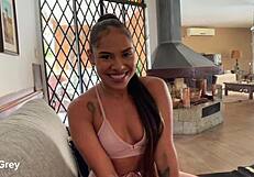 WOW! Petite Latina Teen Gags on Extreme Sloppy Deepthroat POV Blowjob!