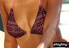 Noelle Monique Strips Naked Poolside In Glamorous Outdoor Show